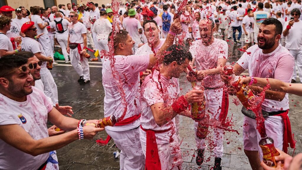 Fireworks Ignite San Fermin Festival As Calls For Free Palestine