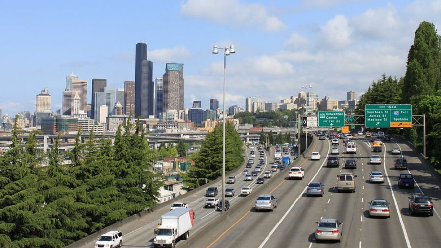 Hell’s Moon Shines on I-5 in Seattle Hell’s Moon Shines On I 5 In Seattle