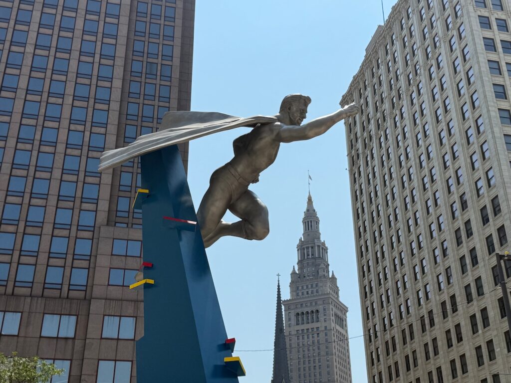 Guardians Of The New Superman Statue In Cuyahoga County