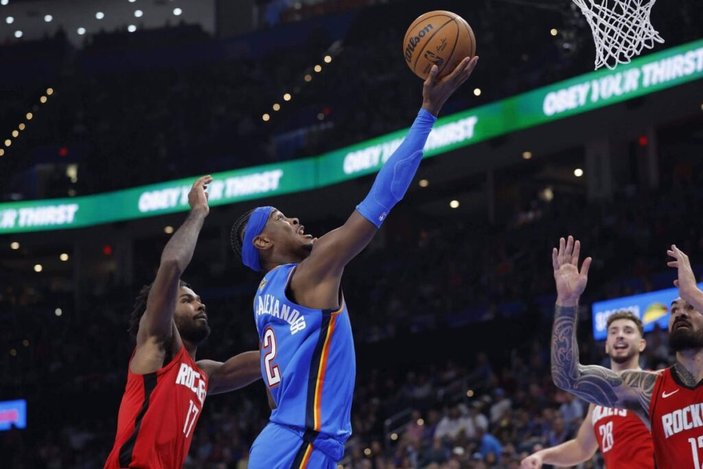Gilgeous Alexander Shines As Thunder Triumphs Over Rockets In Thrilling Double