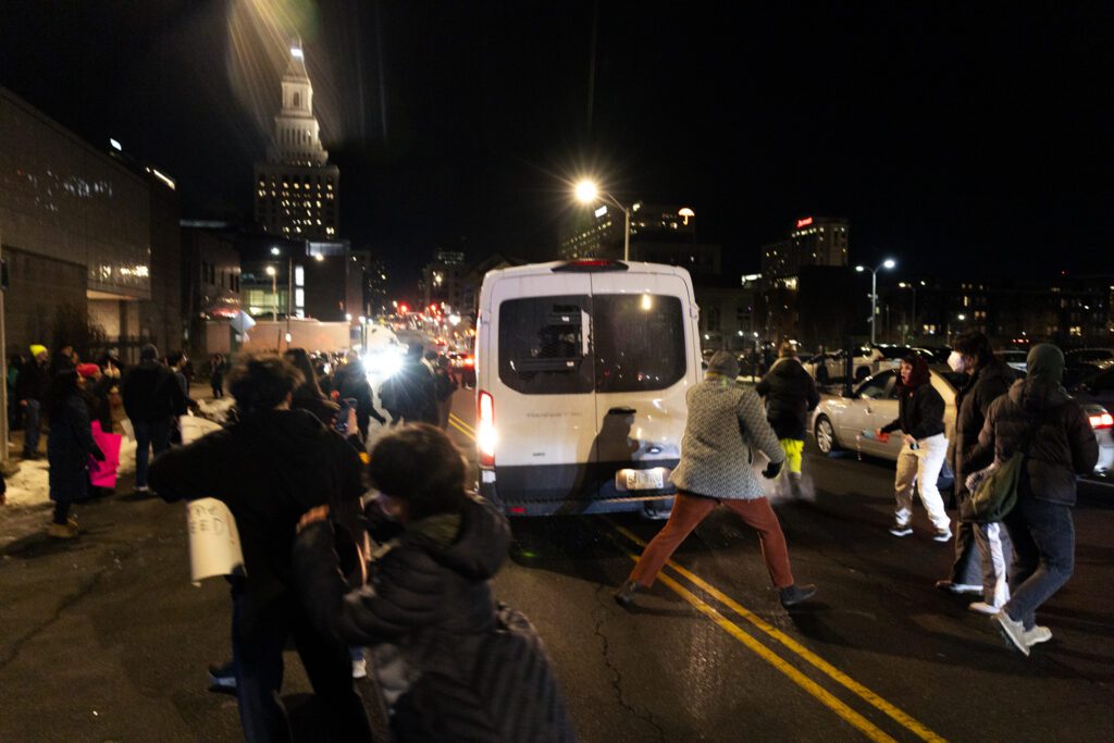 Federal Vehicles Clash With Protesters At Lenny Goode Vigil